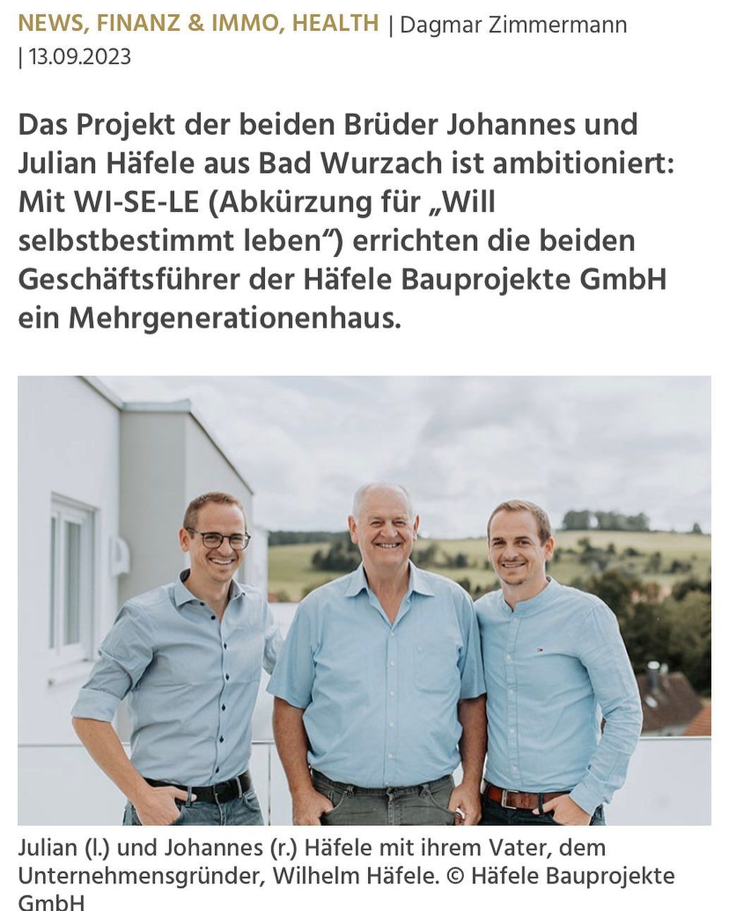 Tolles Interview über unser innovatives Wohnpro...